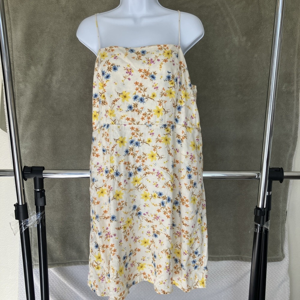 Old Navy Cami Mini Floral Dress Linen‎ Rayon XL Pockets Boho Preppy Garden Party